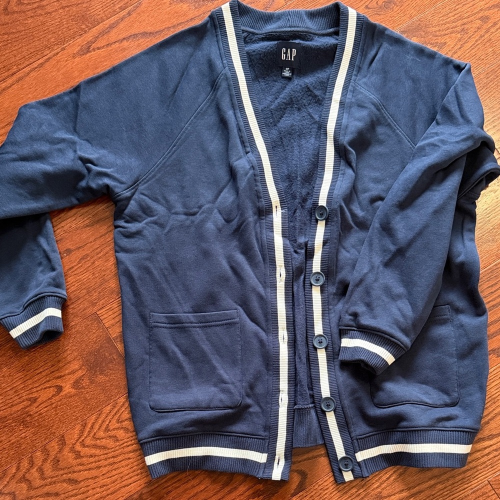 GAP Dark Blue Cardigan with White Accents